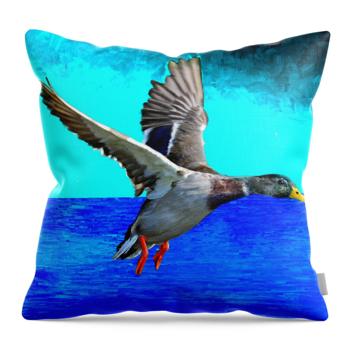 Duck Throw Pillow featuring the painting Flying South for the Winter by Bruce Nutting