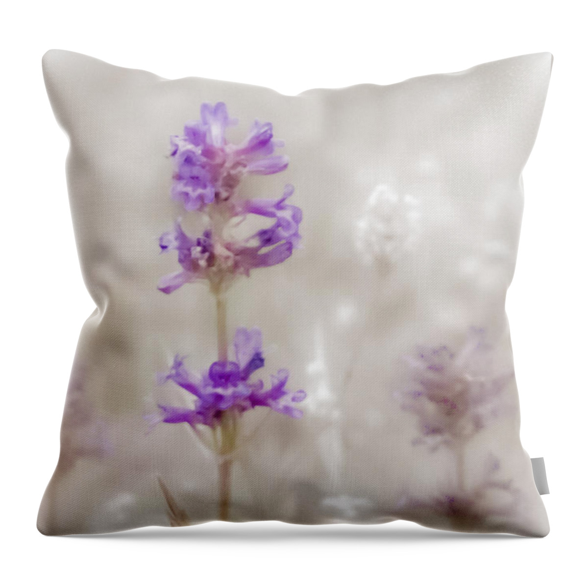 Meadow Penstemon Throw Pillow featuring the photograph Fog on the Meadow by Susan Eileen Evans