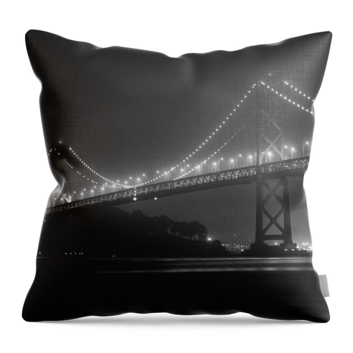 Fog Throw Pillow featuring the photograph Foggy Bay Bridge by Bryant Coffey