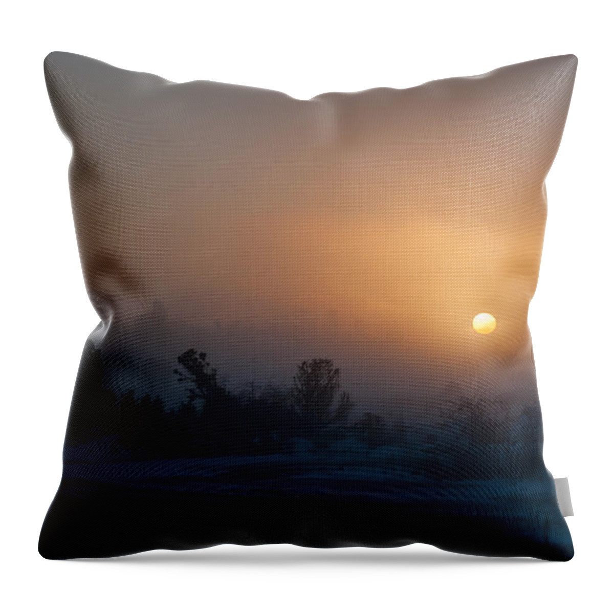 Foggy Evening Throw Pillow featuring the photograph Foggy evening by Torbjorn Swenelius