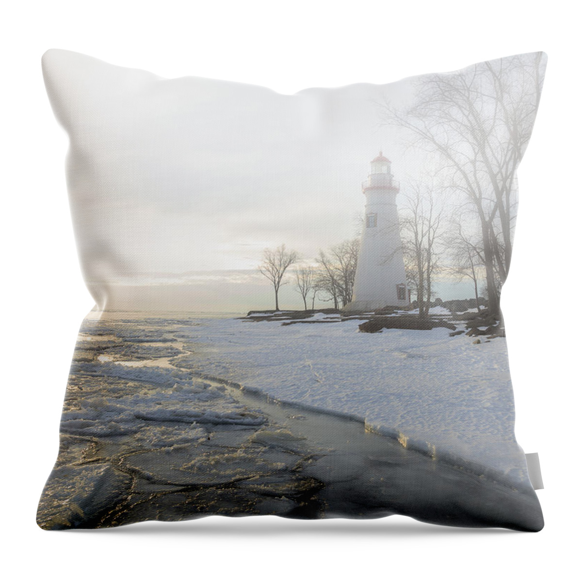 Erie Throw Pillow featuring the photograph Foggy Marblehead by Jack R Perry