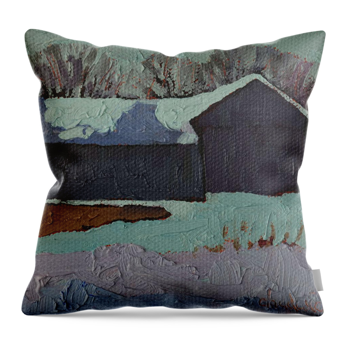 Chadwick Throw Pillow featuring the painting Foley Mountain Farm by Phil Chadwick