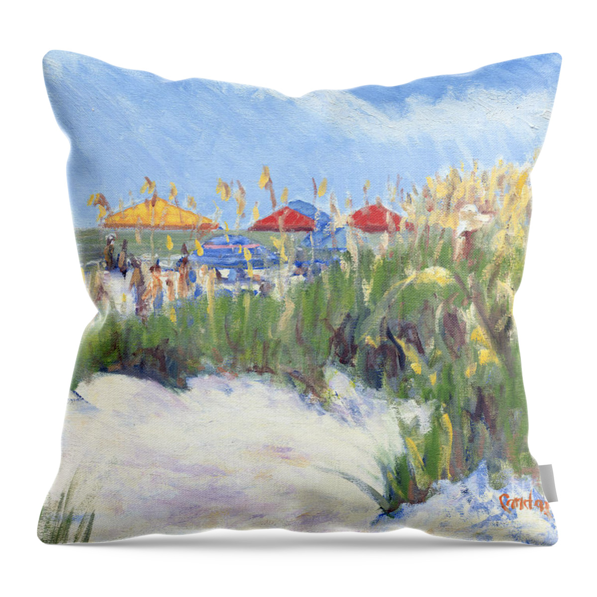Beach Throw Pillow featuring the painting Folly Field Beach August by Candace Lovely