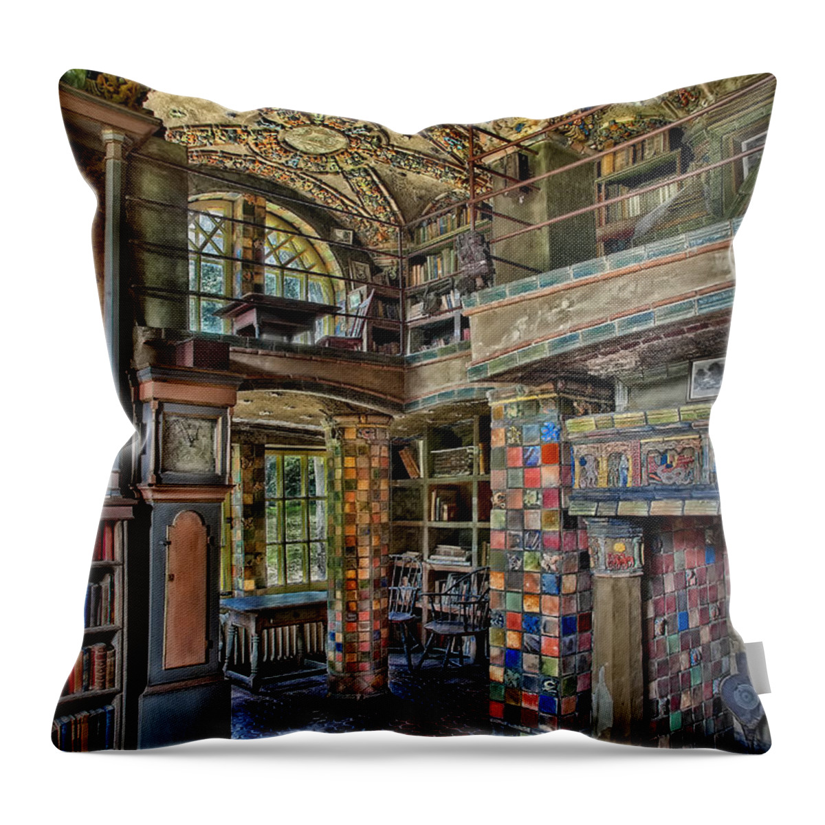 Castle Throw Pillow featuring the photograph Fonthill Castle Library Room by Susan Candelario