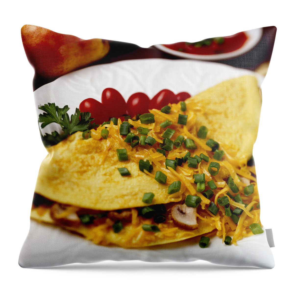 Prepared Throw Pillow featuring the photograph Food - Cheese And Mushroom Omelette by Ed Young