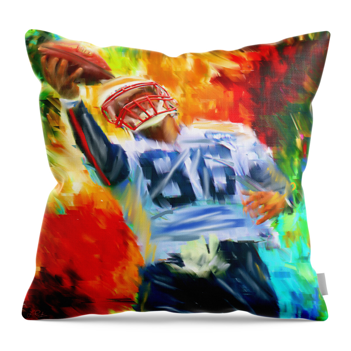 Quarterback Throw Pillow featuring the digital art Football II by Lourry Legarde