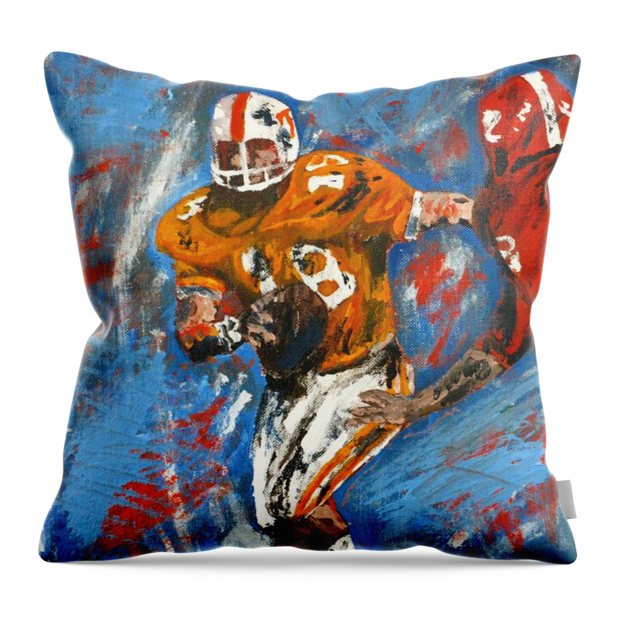 Sports Throw Pillow featuring the painting Football by Michael Anthony Edwards