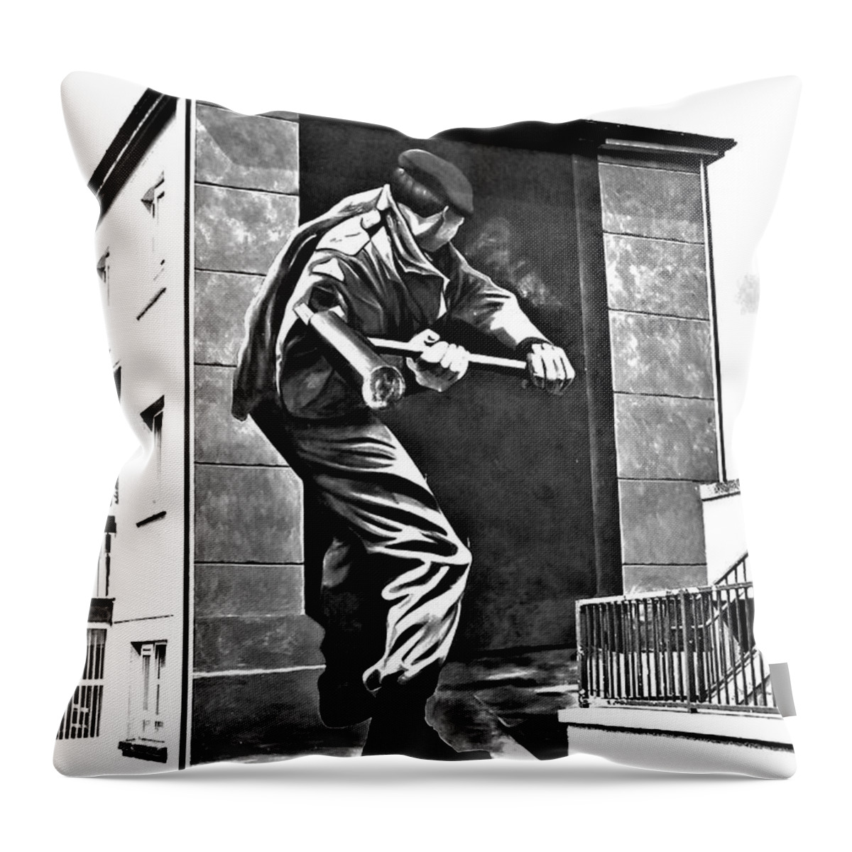 Derry Murals Throw Pillow featuring the photograph Forced Entry Derry Mural by Nina Ficur Feenan