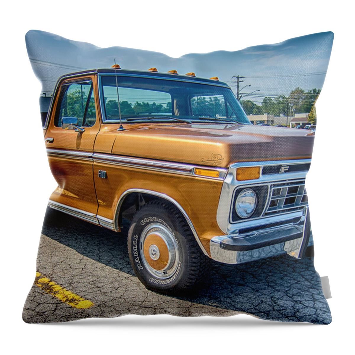 Ford Throw Pillow featuring the photograph Ford F-100 7P00531h by Guy Whiteley