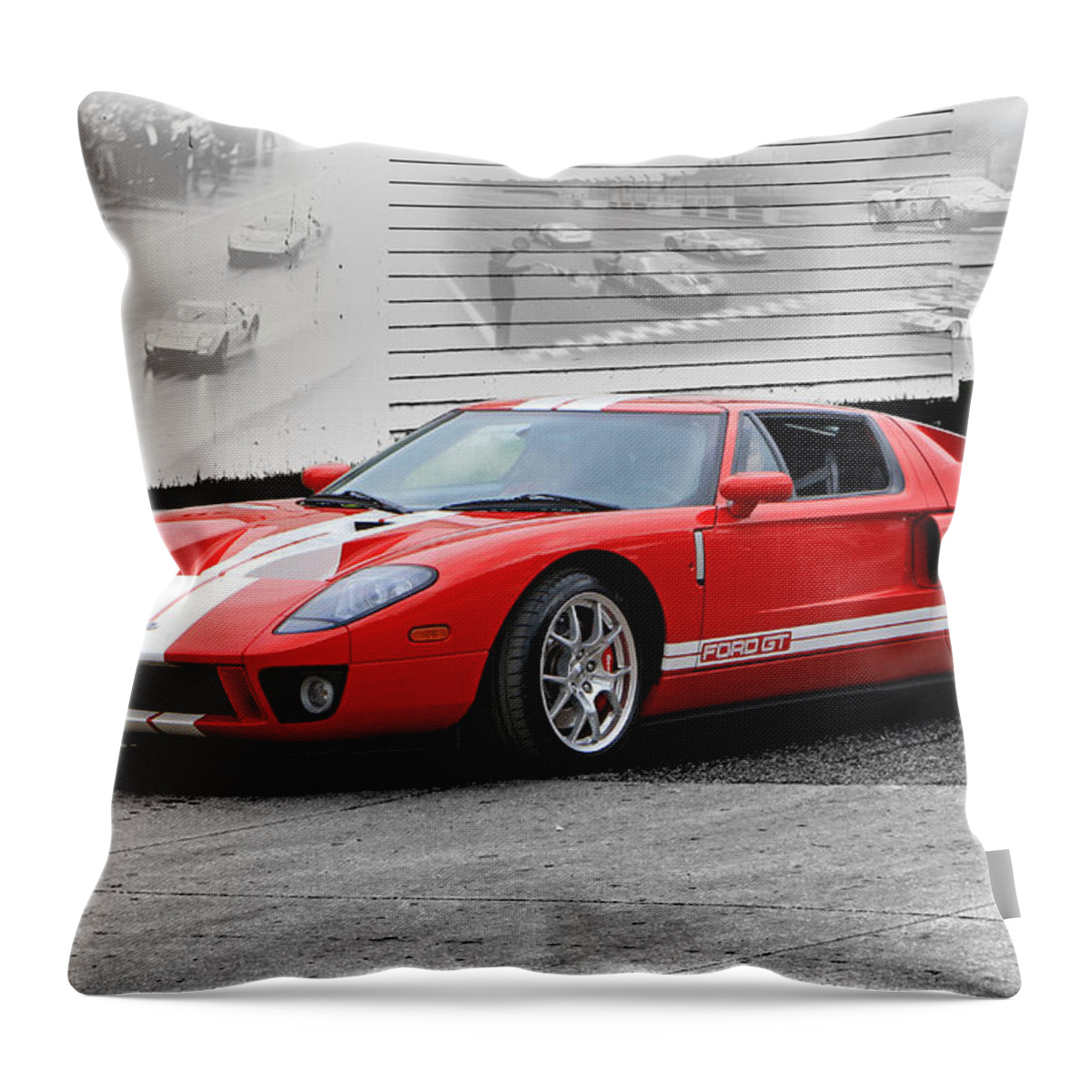 Ford Throw Pillow featuring the photograph Ford GT and GT40 Memories by Christopher McKenzie