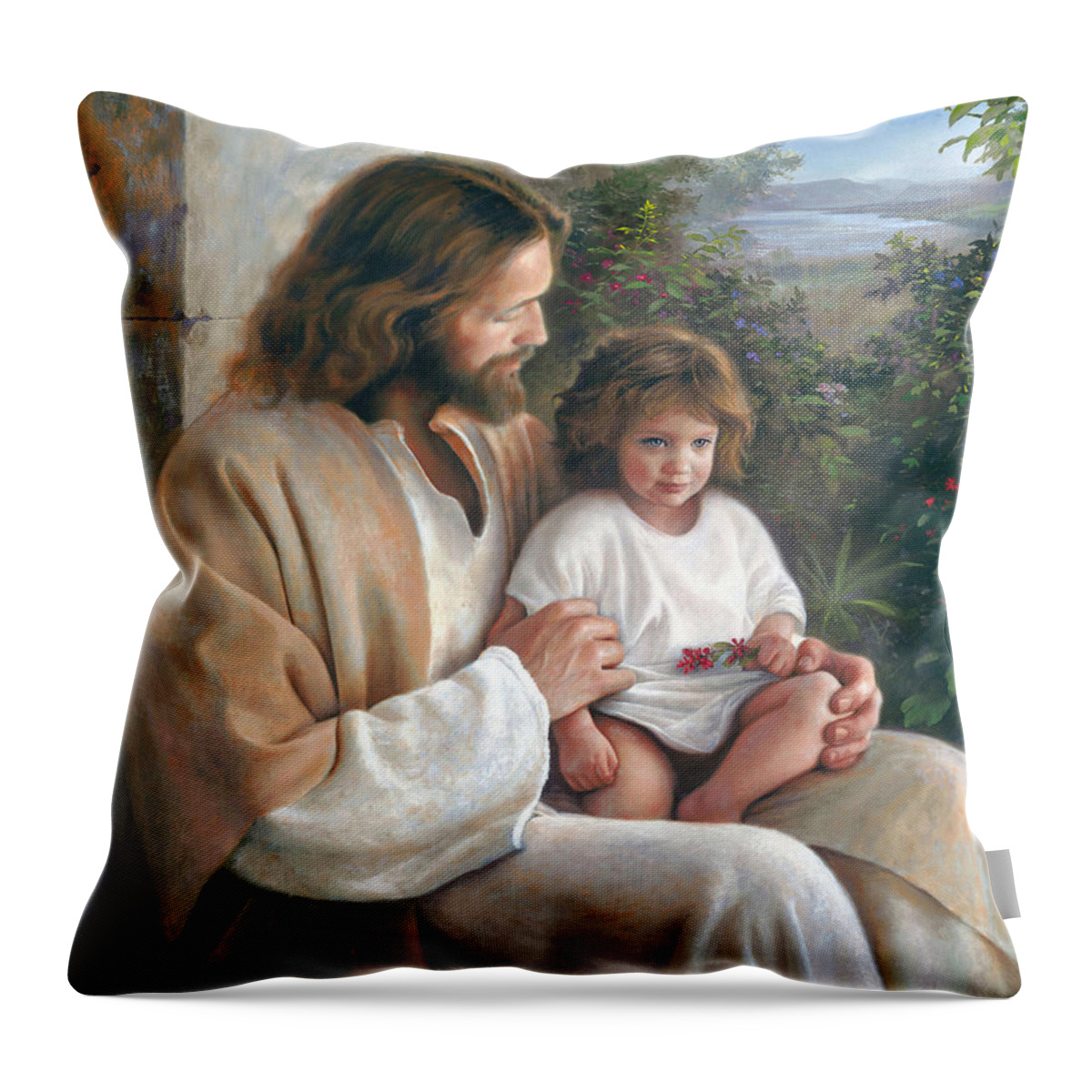 Jesus Throw Pillow featuring the painting Forever and Ever by Greg Olsen