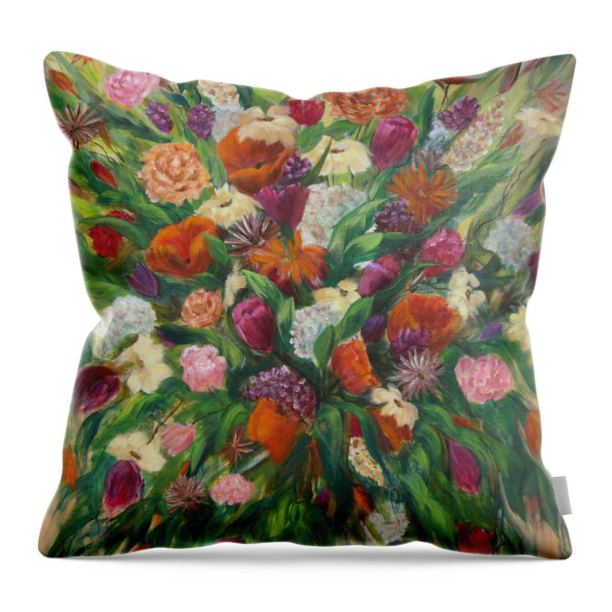 Flowers Throw Pillow featuring the painting Forever In Bloom by Roberta Rotunda