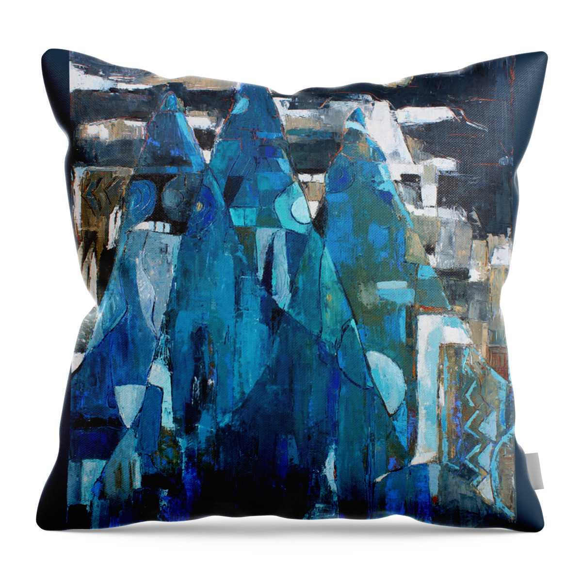Night Scene Throw Pillow featuring the painting Forgotten Night by Becky Kim
