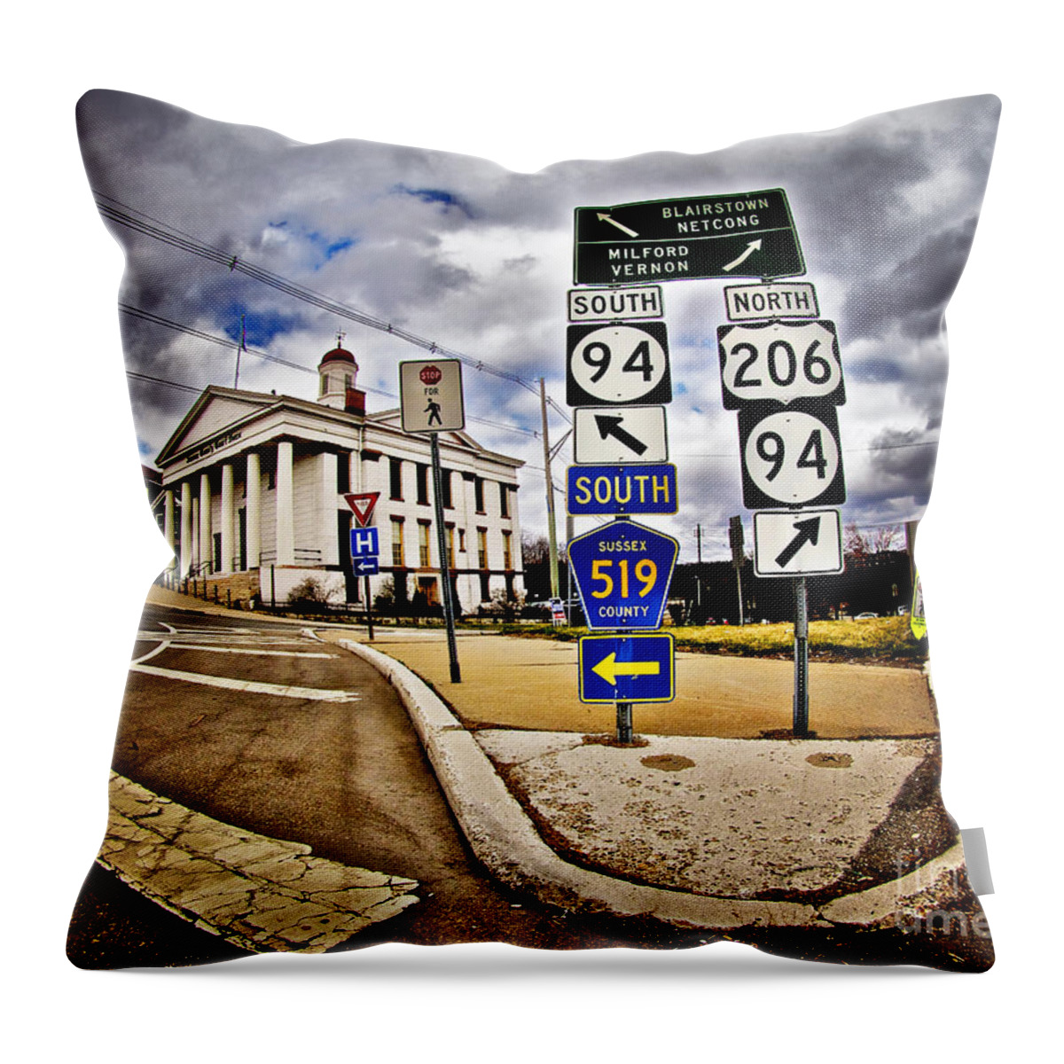 Intersection Throw Pillow featuring the photograph Fork in the Road by Mark Miller