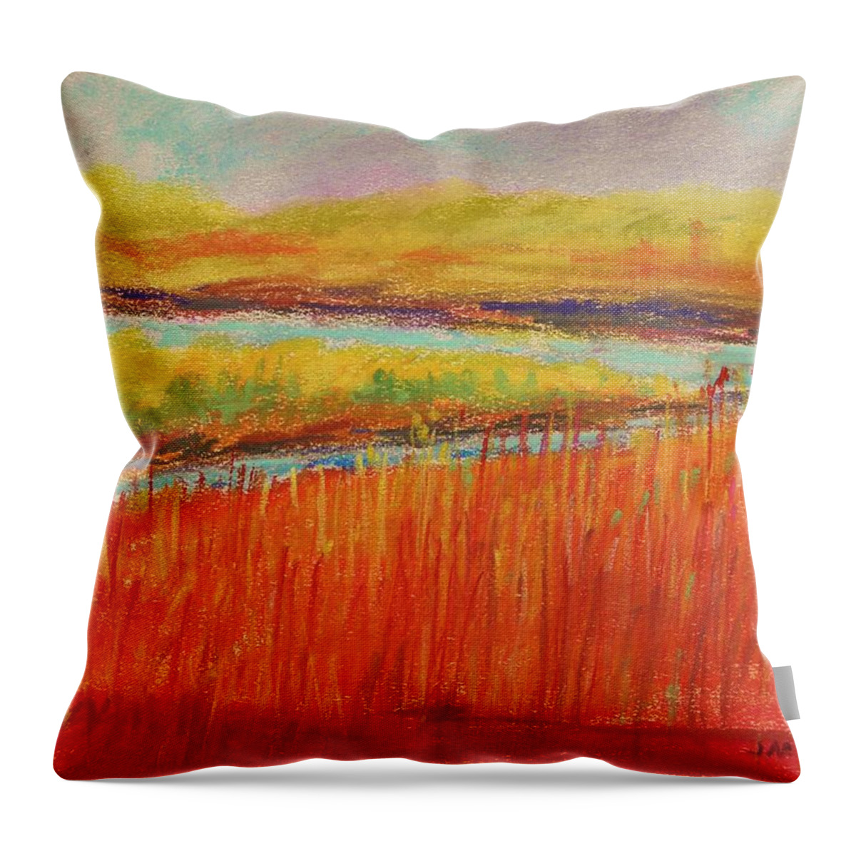 Fork In The Stream Throw Pillow featuring the painting Fork in the Stream by John Williams