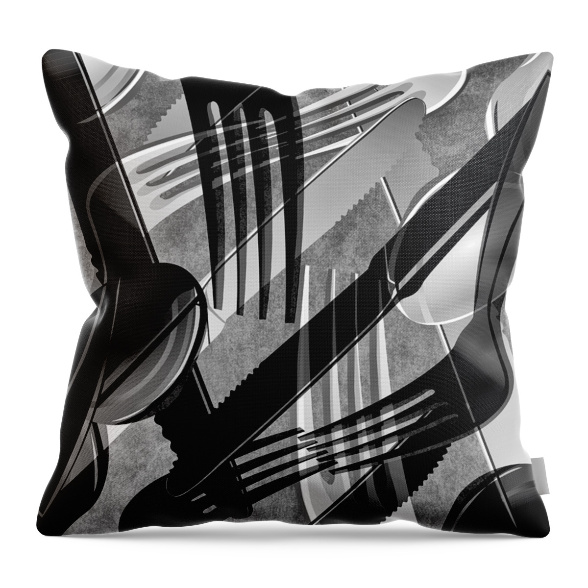 Texture Throw Pillow featuring the mixed media Fork Knife Spoon 9 by Angelina Tamez