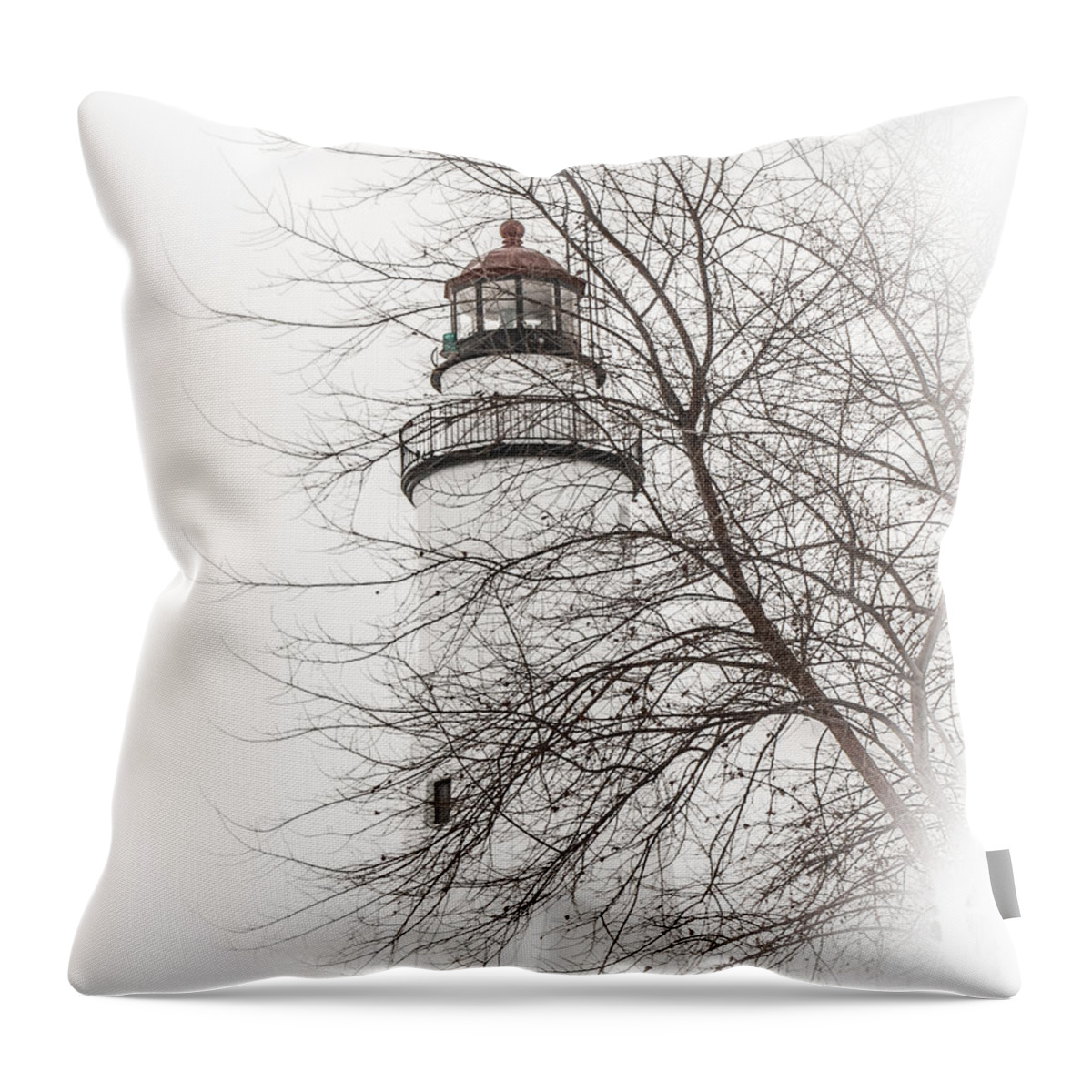 Fort Gratiot Lighthouse Throw Pillow featuring the photograph Fort Gratiot Lighthouse by Grace Grogan