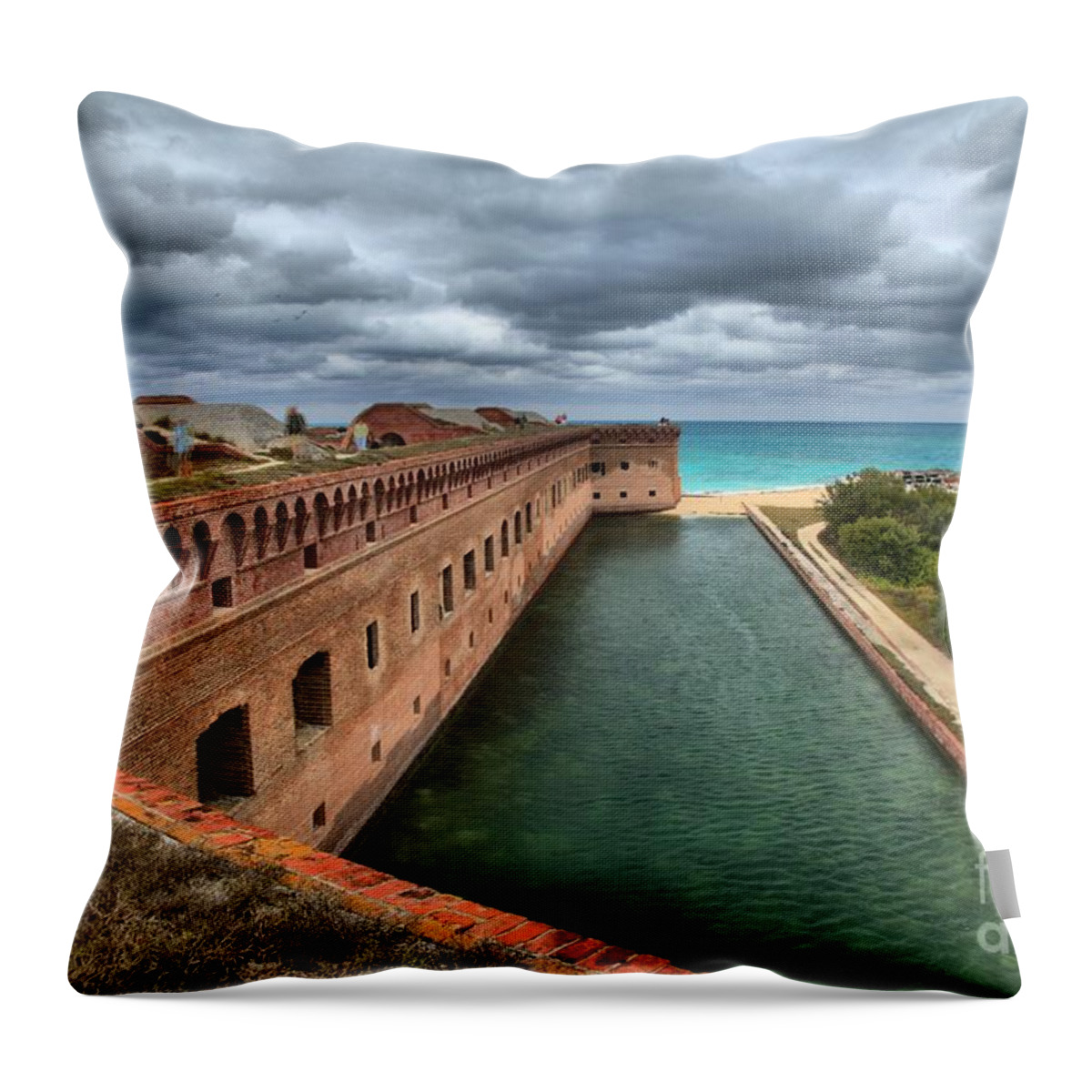 Fort Jefferson Throw Pillow featuring the photograph Fort Jefferson Moat by Adam Jewell