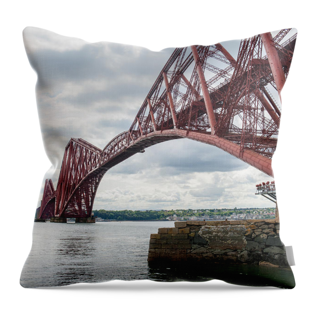 Firth Of Forth Throw Pillow featuring the photograph Forth Rail Bridge north east view by Gary Eason