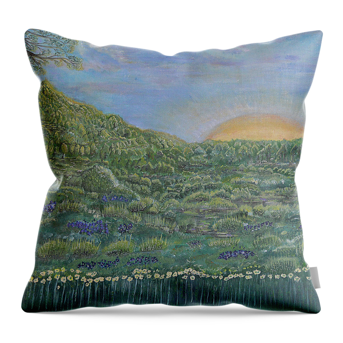 Nature Throw Pillow featuring the painting Fortunately spring 2 by Felicia Tica