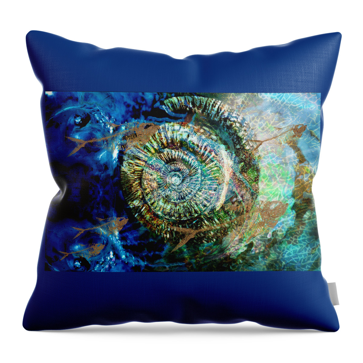 Fossil Throw Pillow featuring the digital art Fossil Seas by Lisa Yount