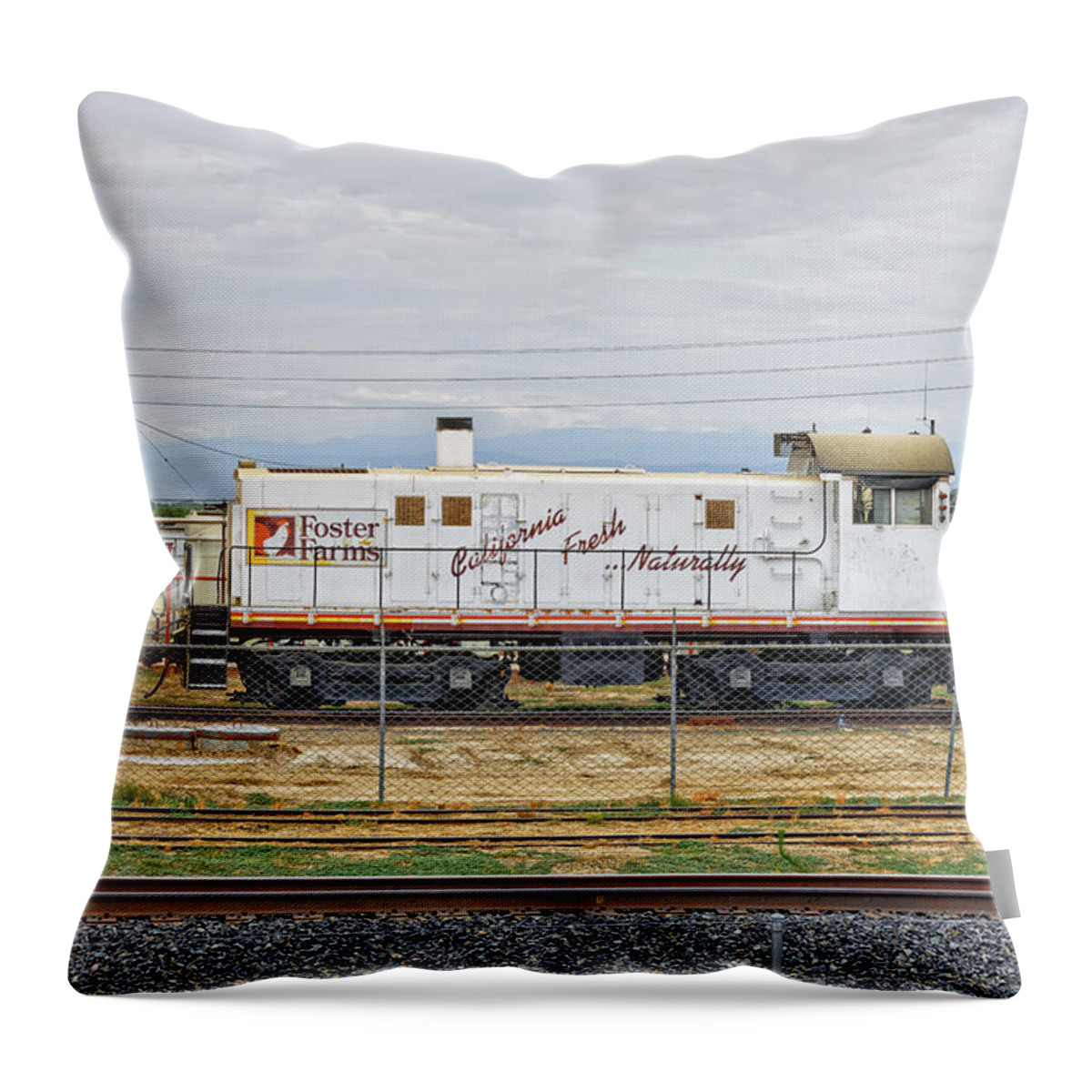 California Throw Pillow featuring the photograph Foster Farms Locomotive #2 by Jim Thompson