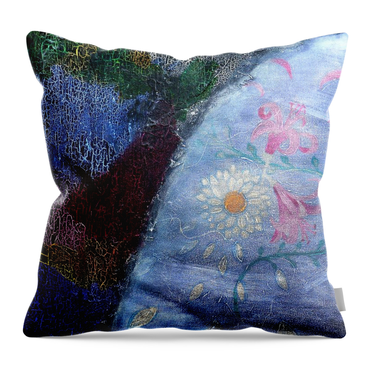 Flower Throw Pillow featuring the painting Found Fresco Flowers by Genevieve Esson