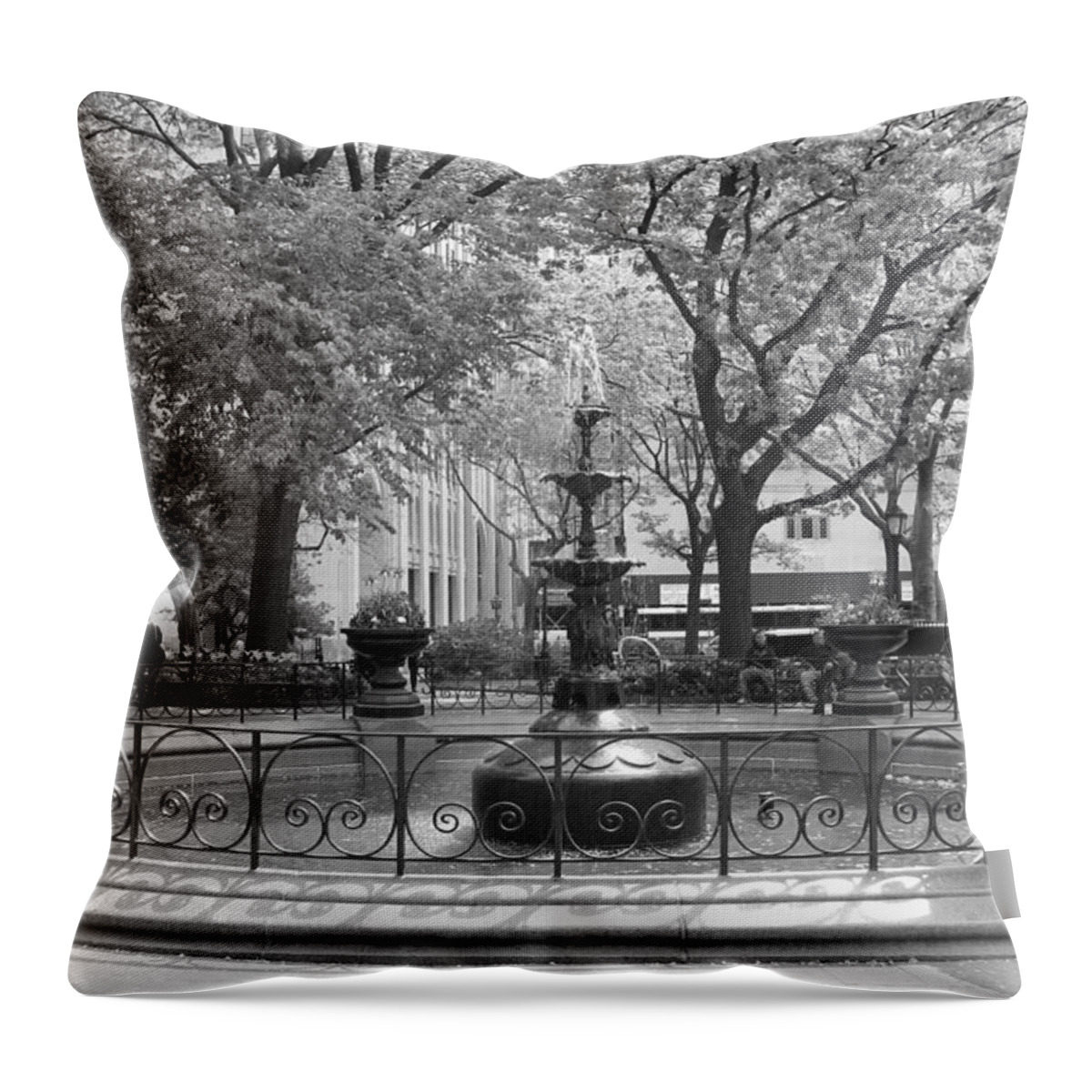 Madison Square Park Throw Pillow featuring the photograph Fountain Time by Catie Canetti