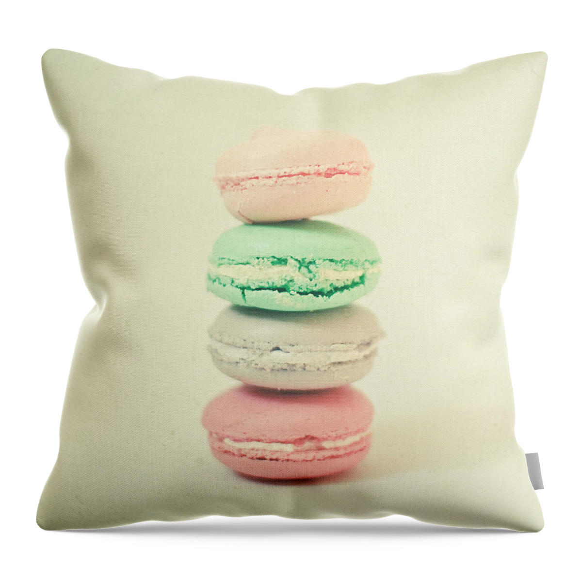 Food Photograph Throw Pillow featuring the photograph Four Macarons by Cassia Beck