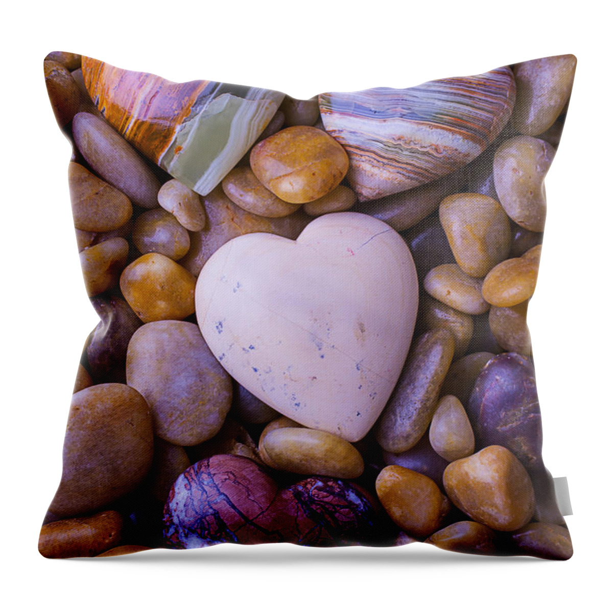 Heart Hearts Throw Pillow featuring the photograph Four Stone hearts by Garry Gay