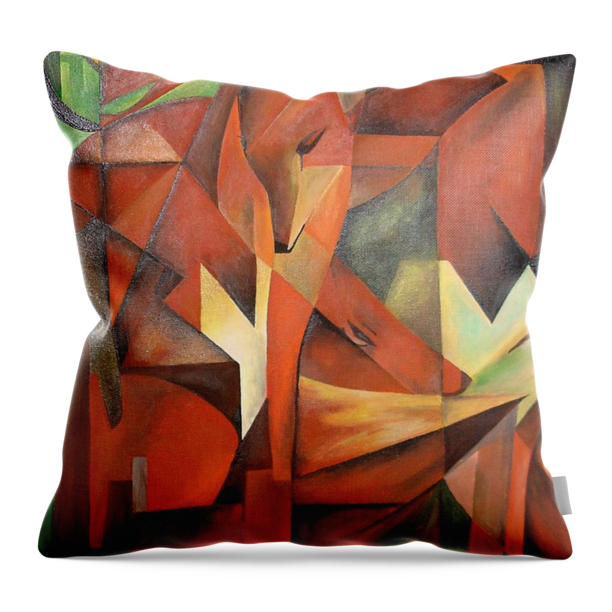 Abstract Throw Pillow featuring the painting Foxes by Taiche Acrylic Art