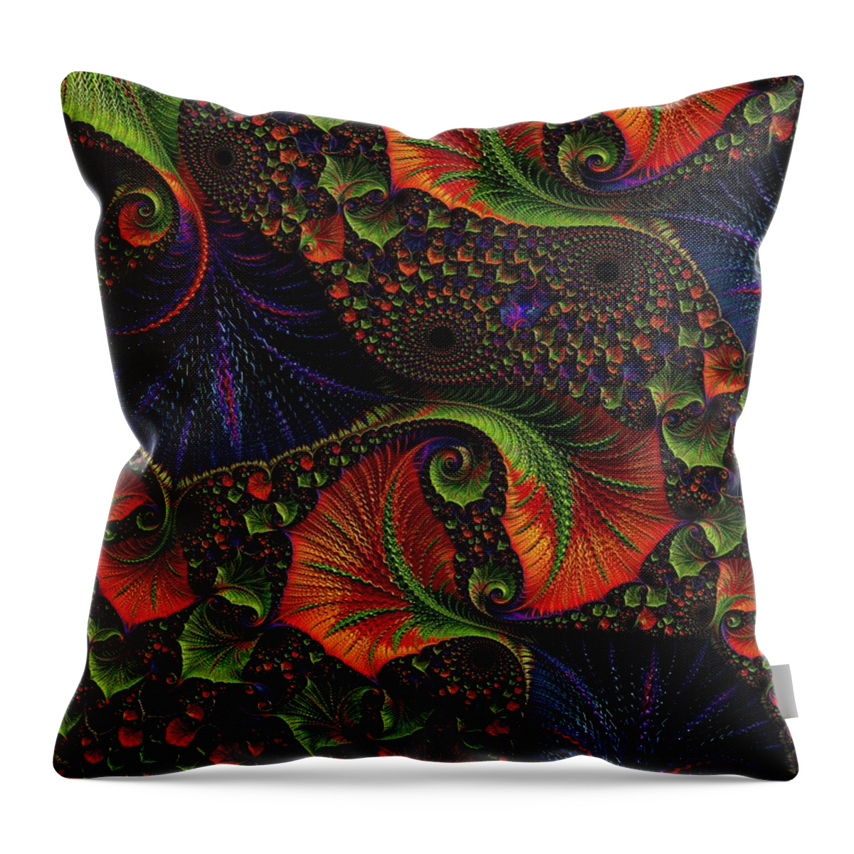 Digital Art Throw Pillow featuring the digital art Fractal Embroidery by Amanda Moore