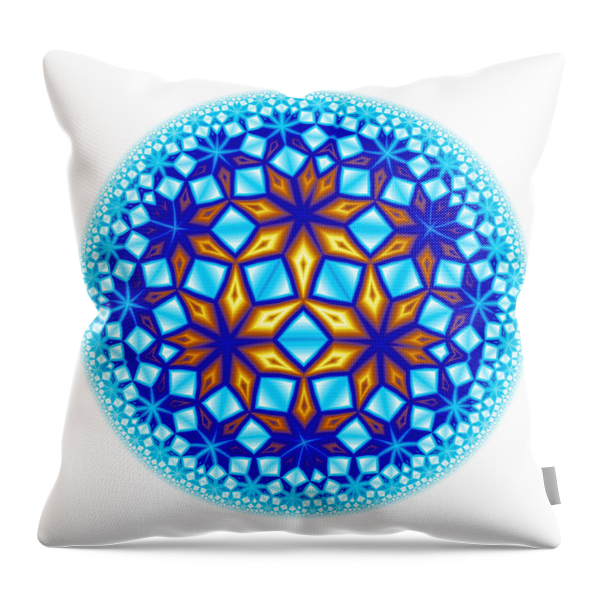 Mandala Throw Pillow featuring the digital art Fractal Escheresque Winter Mandala 7 by Hakon Soreide