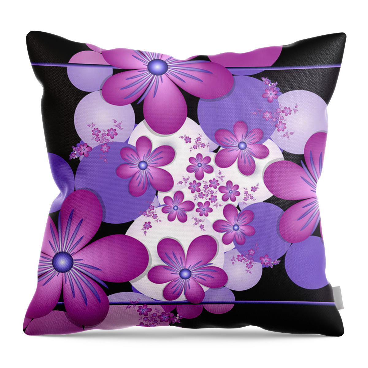 Fractal Throw Pillow featuring the digital art Fractal Flowers Modern Art by Gabiw Art