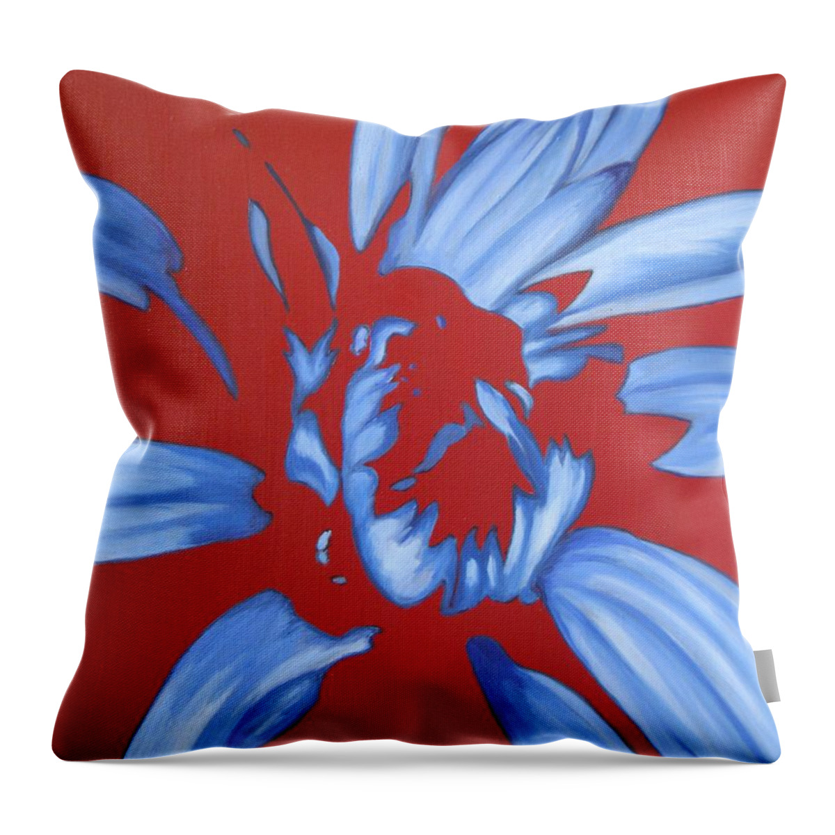 Fraction Throw Pillow featuring the painting Fractional flower in blue by Sunel De Lange