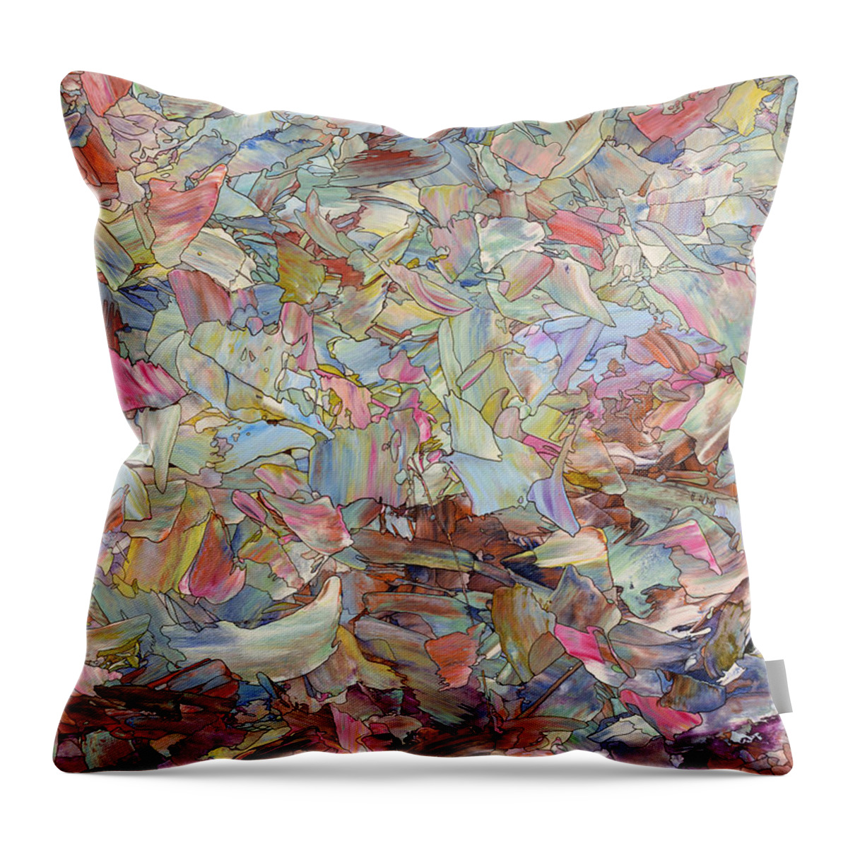 Abstract Throw Pillow featuring the painting Fragmented Hill by James W Johnson