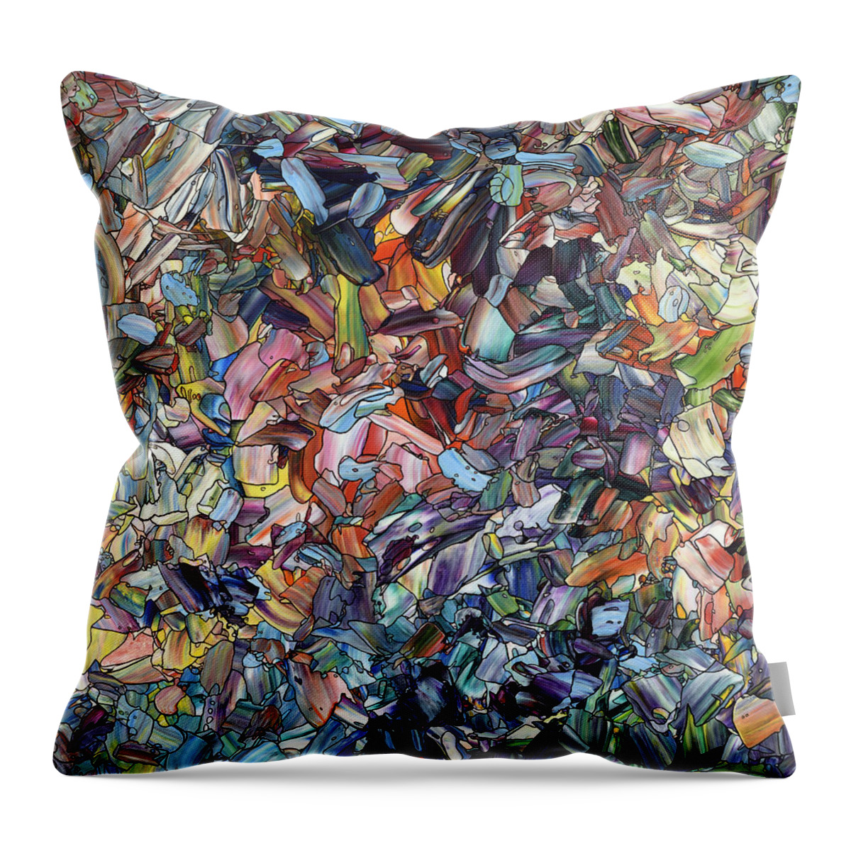 Abstract Throw Pillow featuring the painting Fragmenting Heart by James W Johnson