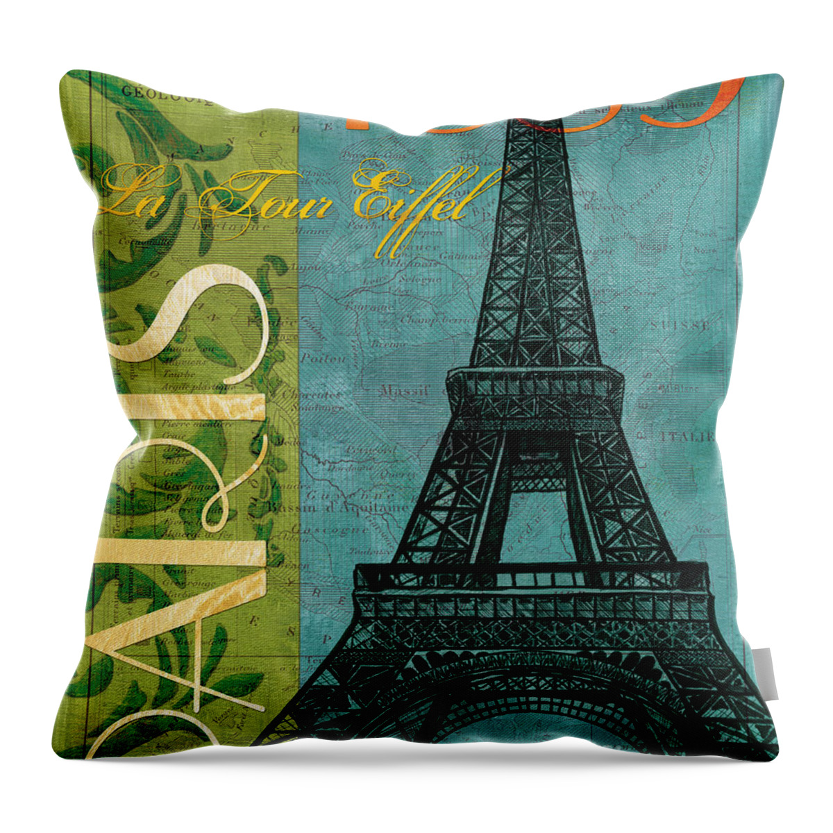 France Throw Pillow featuring the painting Francaise 1 by Debbie DeWitt