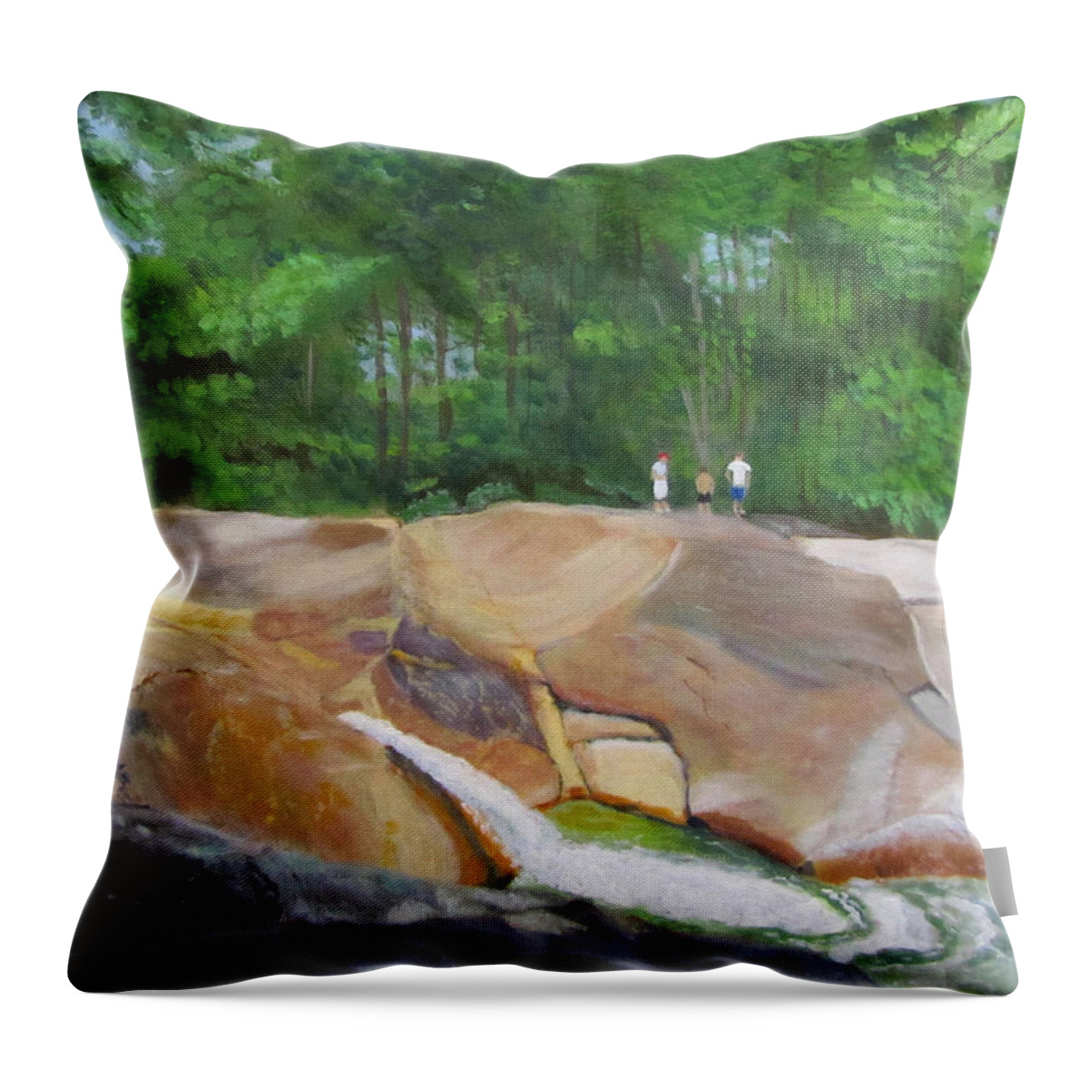 Landscape Throw Pillow featuring the painting Franconia Falls by Linda Feinberg