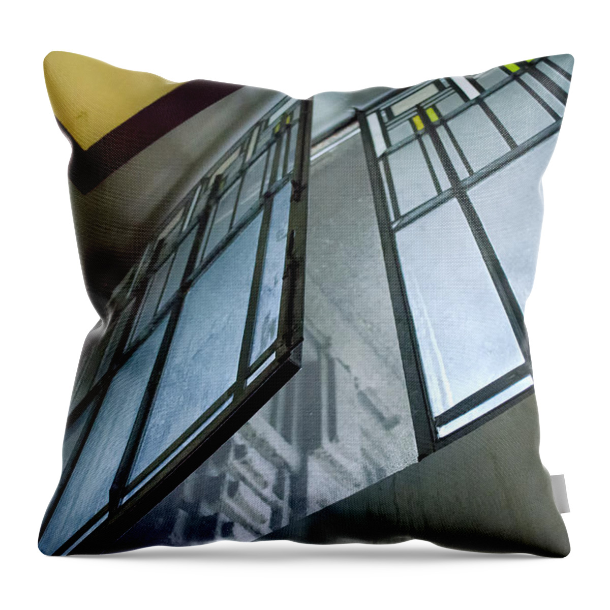 Architecture Throw Pillow featuring the photograph Frank Lloyd Wright's Open Window by Jim Shackett