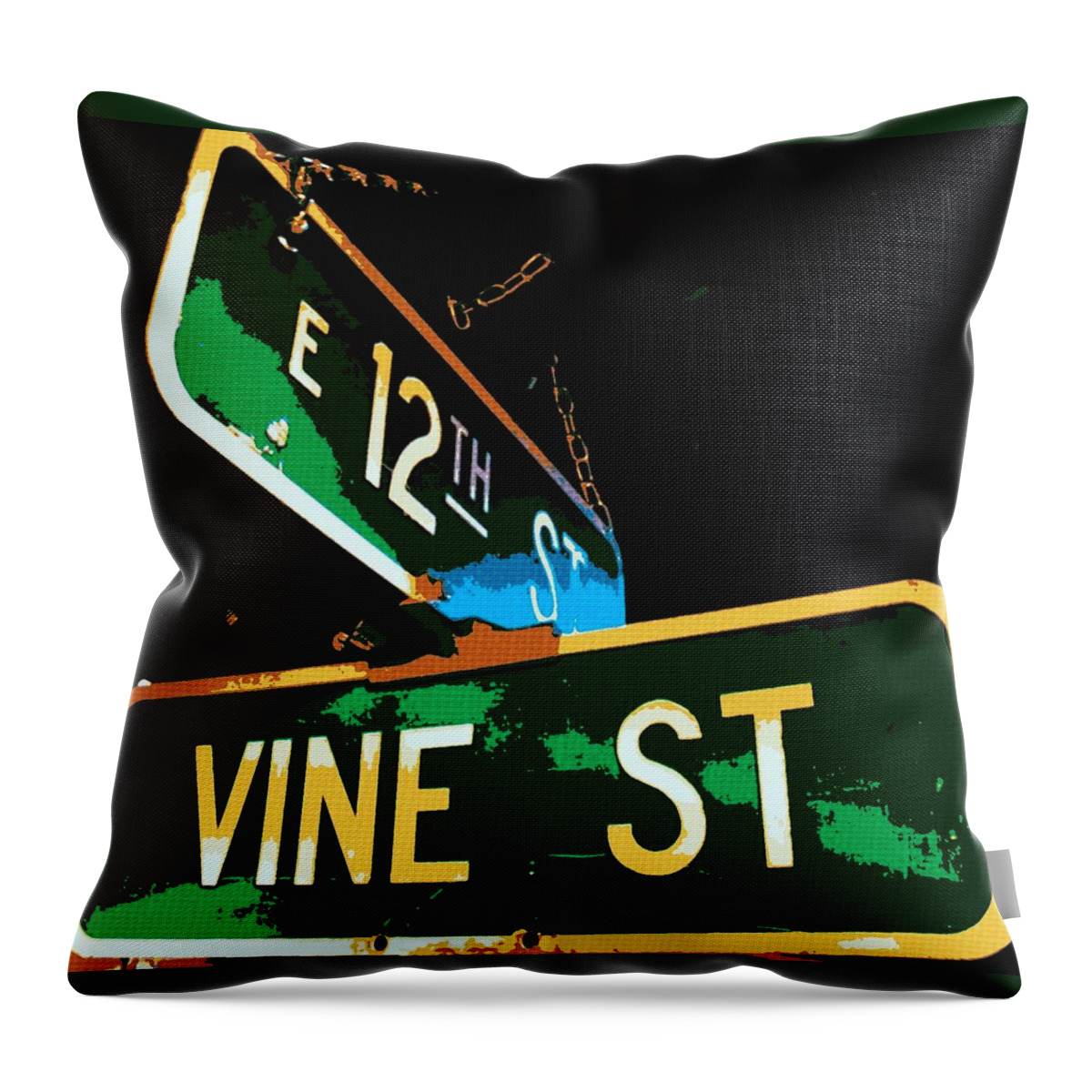 Signage Throw Pillow featuring the photograph 12th Street and Vine by Chris Berry