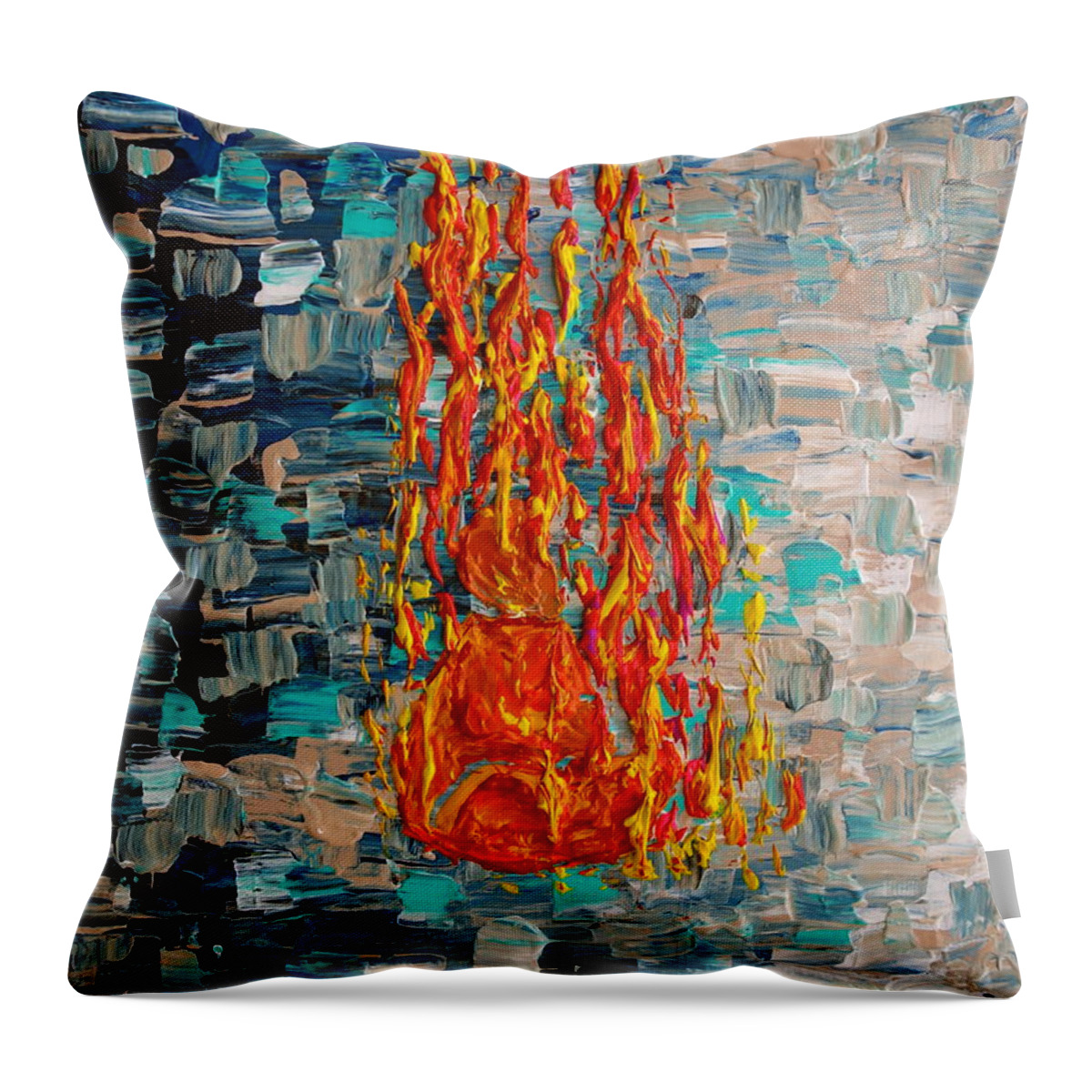 Self Immolated Throw Pillow featuring the painting Free Tibet by Jacqueline Athmann