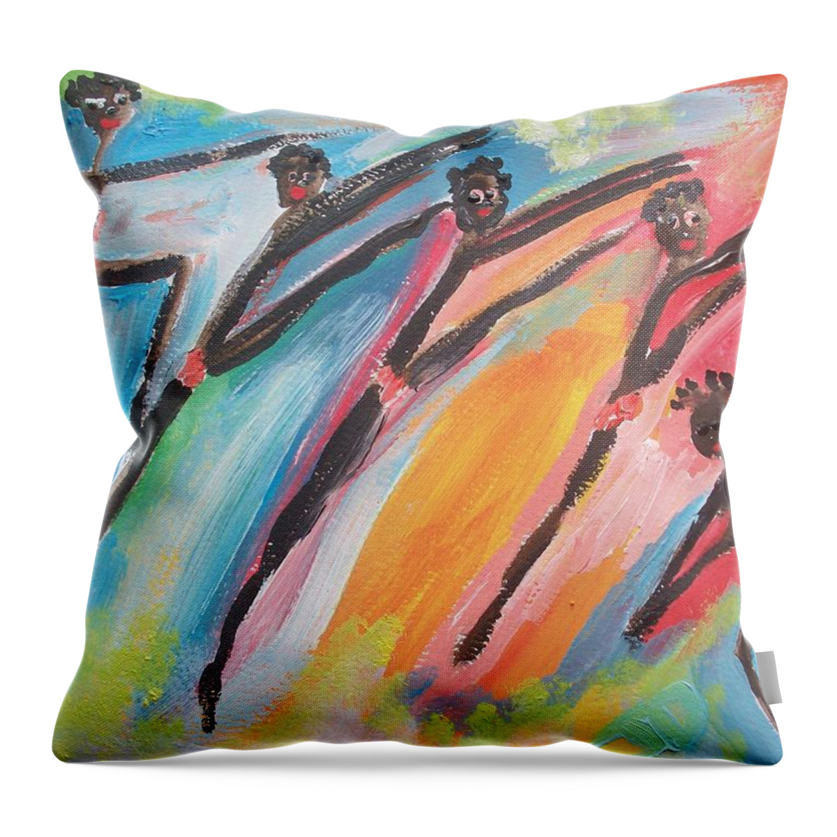 Ballet Throw Pillow featuring the painting Freedom joyful ballet by Judith Desrosiers