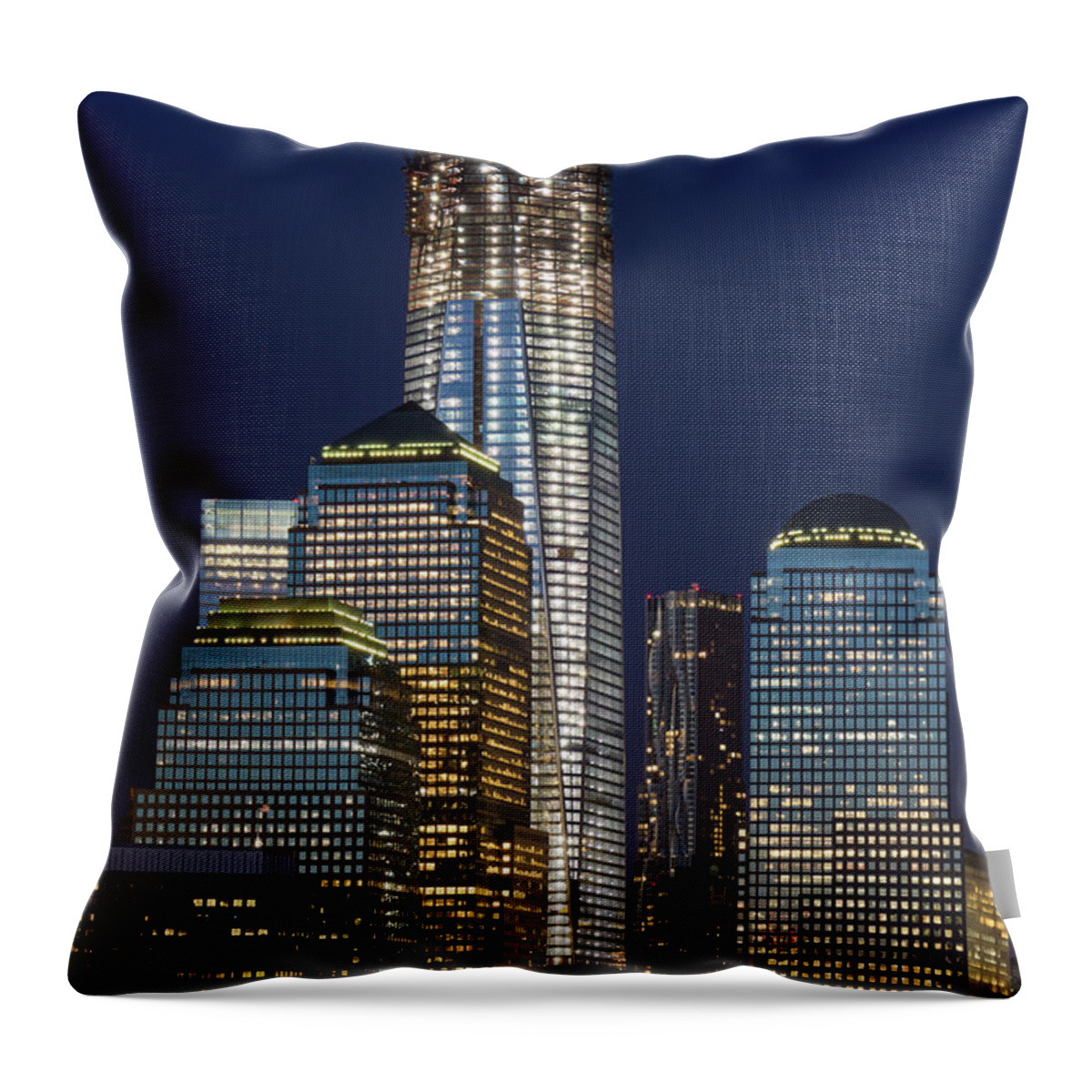 Downtown District Throw Pillow featuring the photograph Freedom Tower And New York Syline At by Siegfried Layda