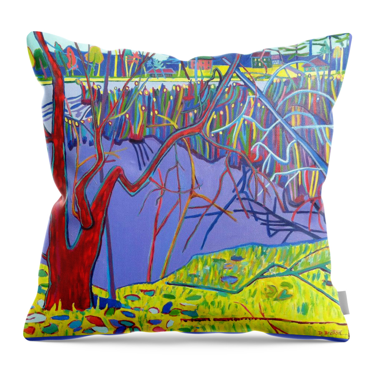 Landscape Throw Pillow featuring the painting Freeman Lake Marsh by Debra Bretton Robinson