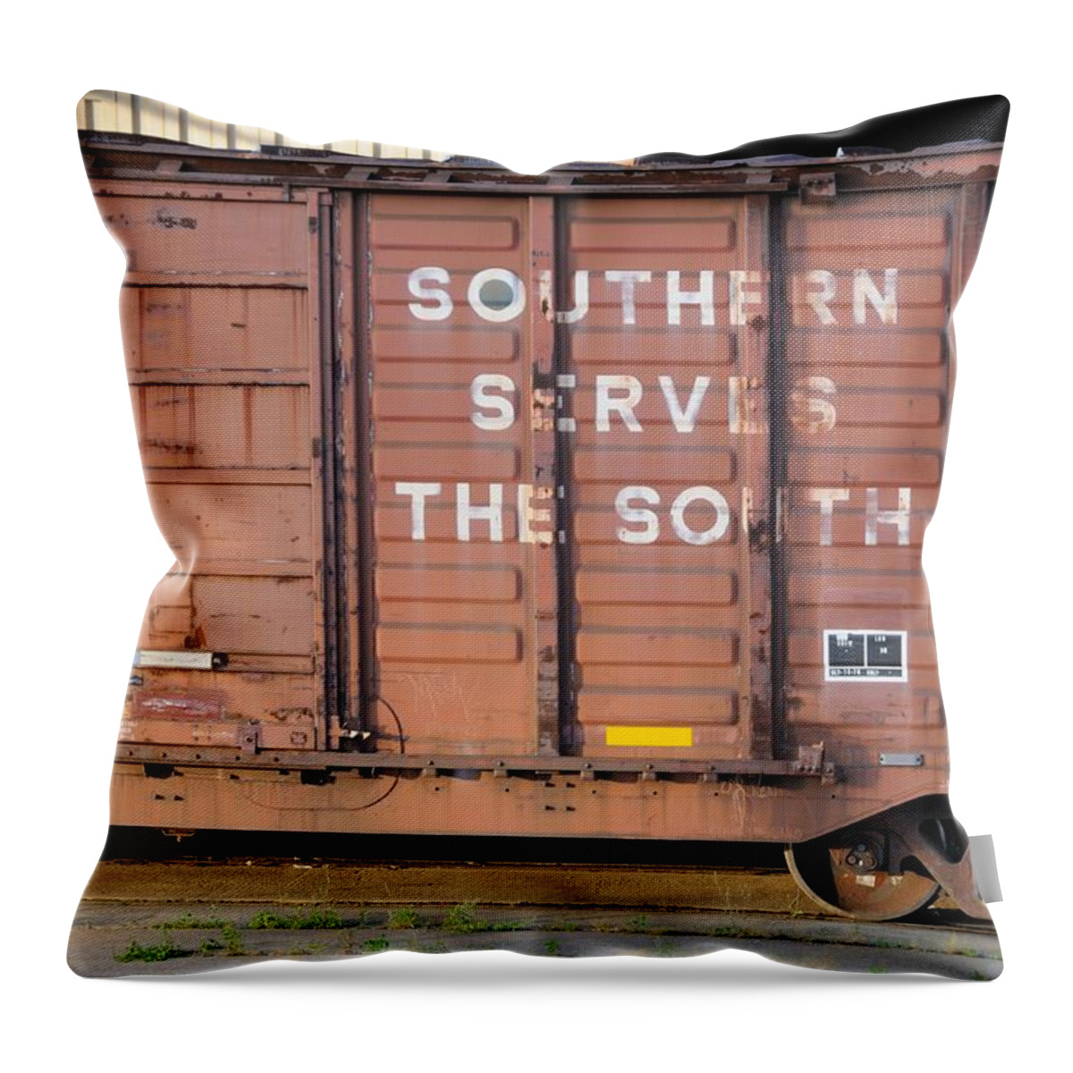 Freight Train Throw Pillow featuring the photograph Freight Train-Southern serves the South by Bradford Martin