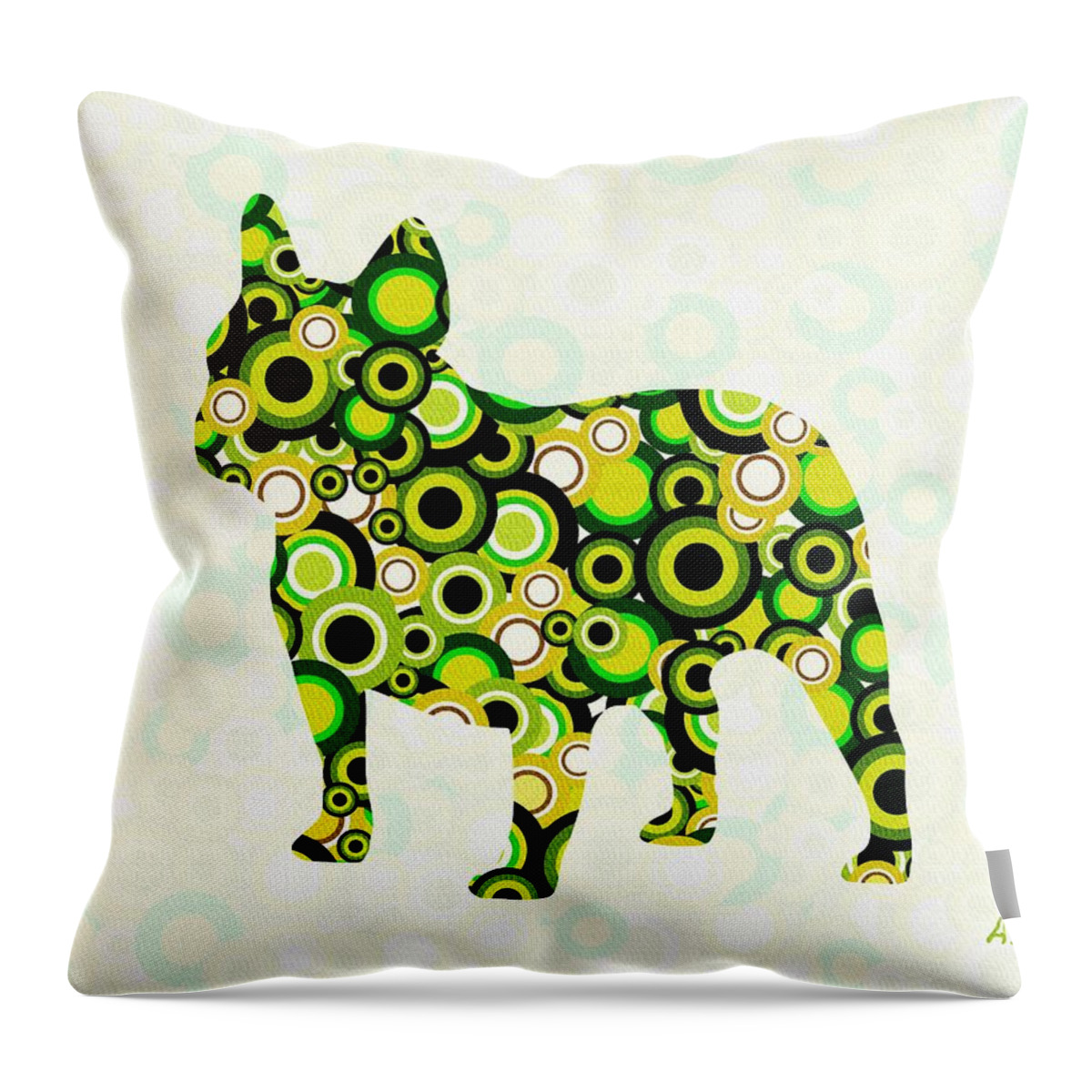 Malakhova Throw Pillow featuring the mixed media French Bulldog - Animal Art by Anastasiya Malakhova