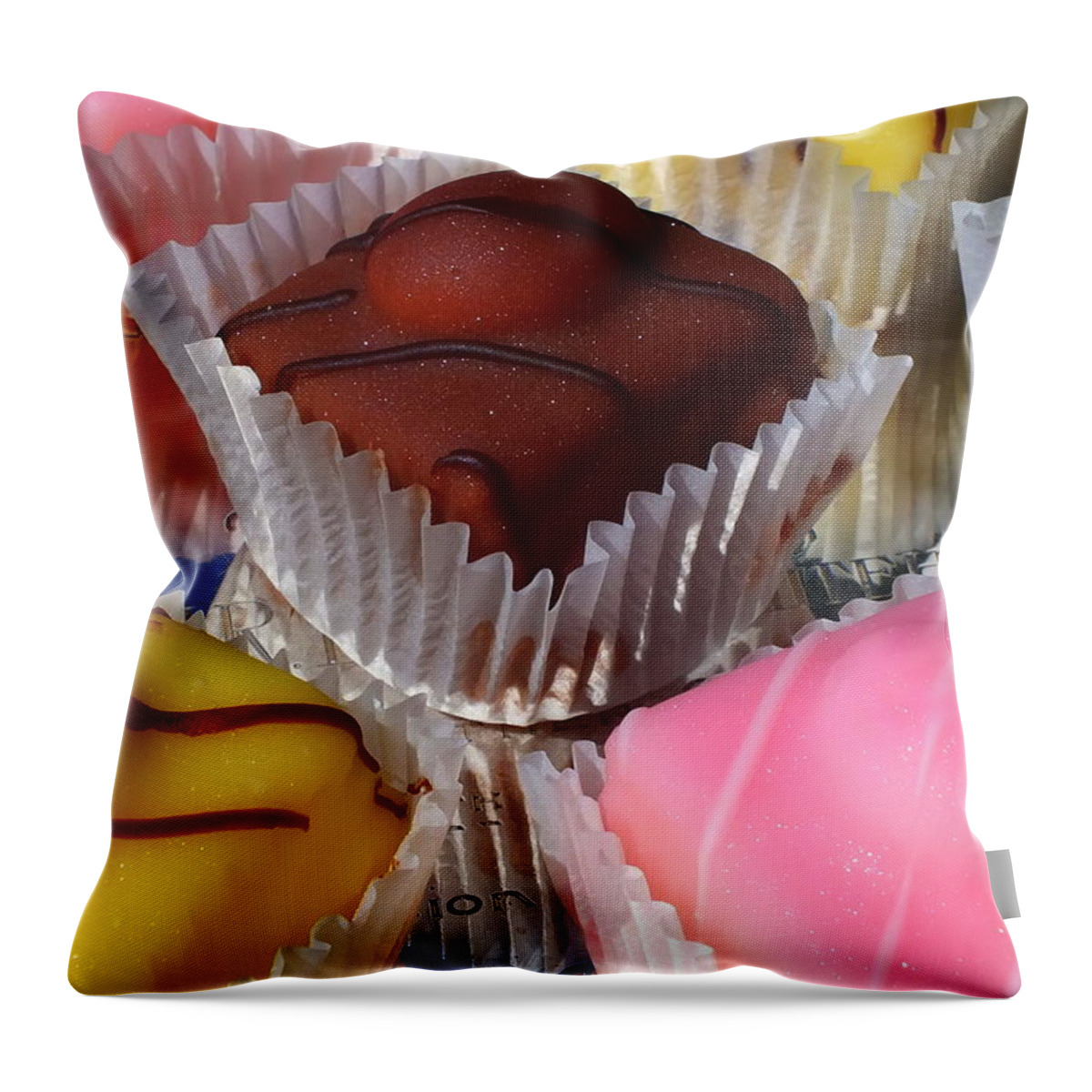 Cake Throw Pillow featuring the photograph French Fancies by Guy Pettingell