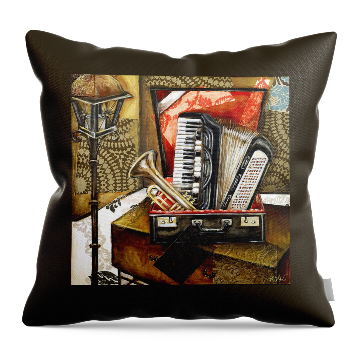 Accordion Throw Pillow featuring the mixed media French Quarter by Katia Von Kral