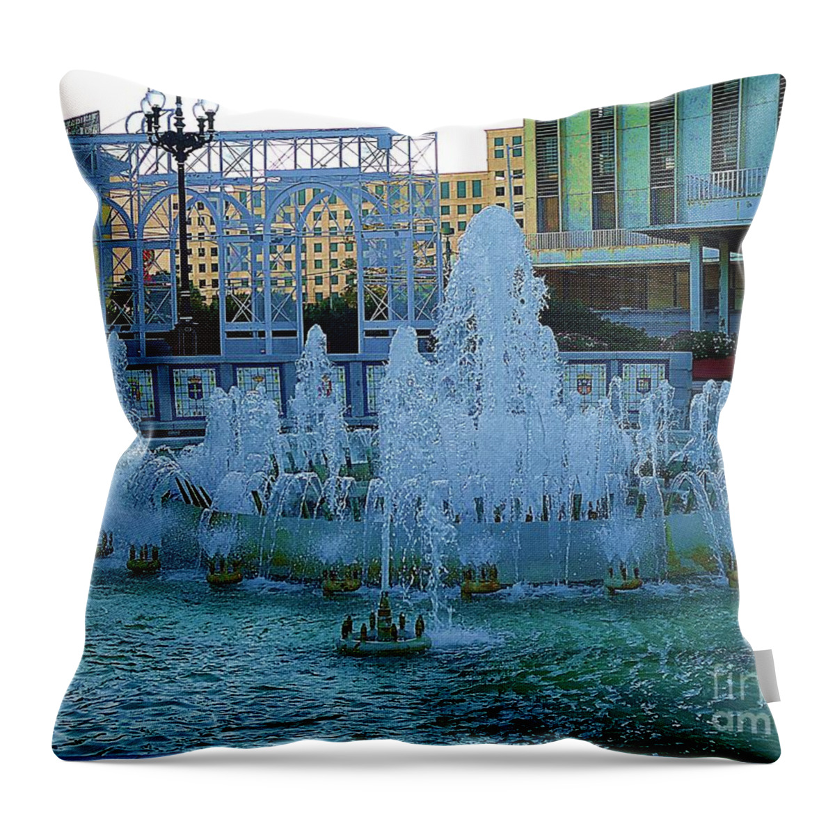 French Quarter Fountain Throw Pillow featuring the photograph French Quarter Water Fountain by Saundra Myles